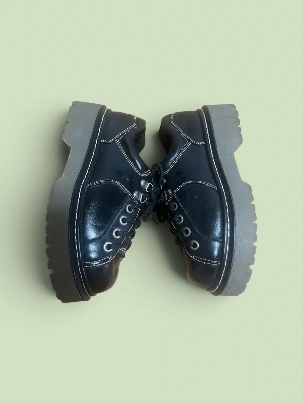 Soda Vintage Oxford Y2K  Black Platform Lace-Up Chunky